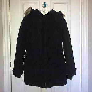 Black Parka w/ Faux Fur Trim Hood